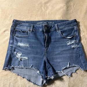 American Eagle Outfitters Ripped Blue Jean Shorts Midi Style